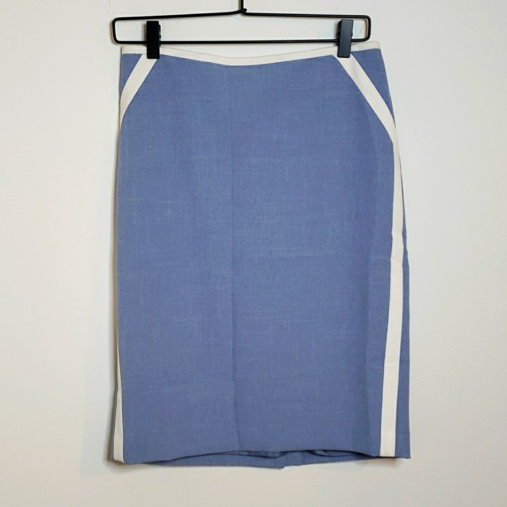 Light blue & white pencil skirt